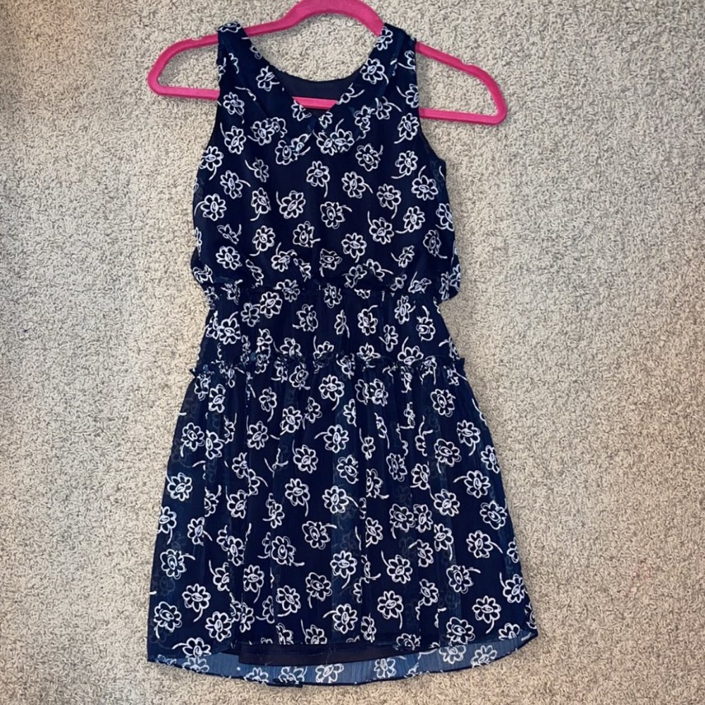 David Charles Navy Dress with White Flowers Size 12 years
